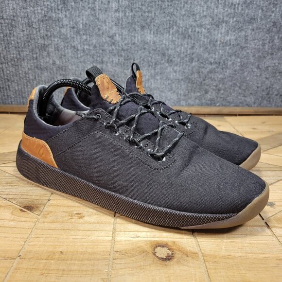 OluKai Nanea Li Black Canvas Oxford Lace Up Sneaker Shoes 10485 Mens Size 10.5